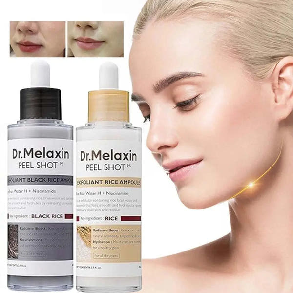 Dr.Melaxin, Peel Shot Glow Rice Exfoliating Ampoule, Gentle Exfoliating Face and Body Scrub for All Skin Types, Korean Skincare